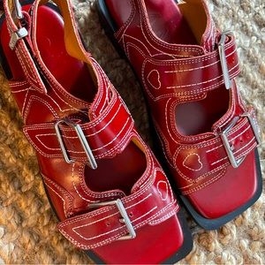 NEW Ganni Embroidered Western Sandals